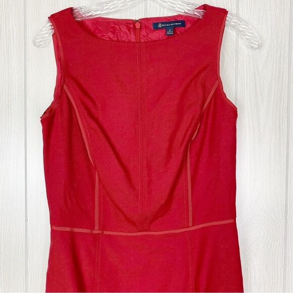 Brooks Brother | Red Boat Neck Sleeveless Mini Sheath Dress Size 4 - Picture 3 of 13